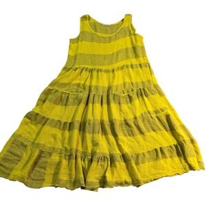 Women's gauze/linen sleeveless a line made in Italy loose weave dress‎